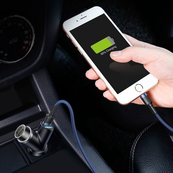 Încărcător auto BASEUS tip Y 2xUSB, priză brichetă 40W