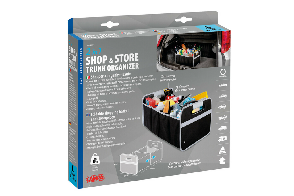 Coș de cumpărături LAMPA Shop&amp;Store L, recipient pliabil, 50x33cm