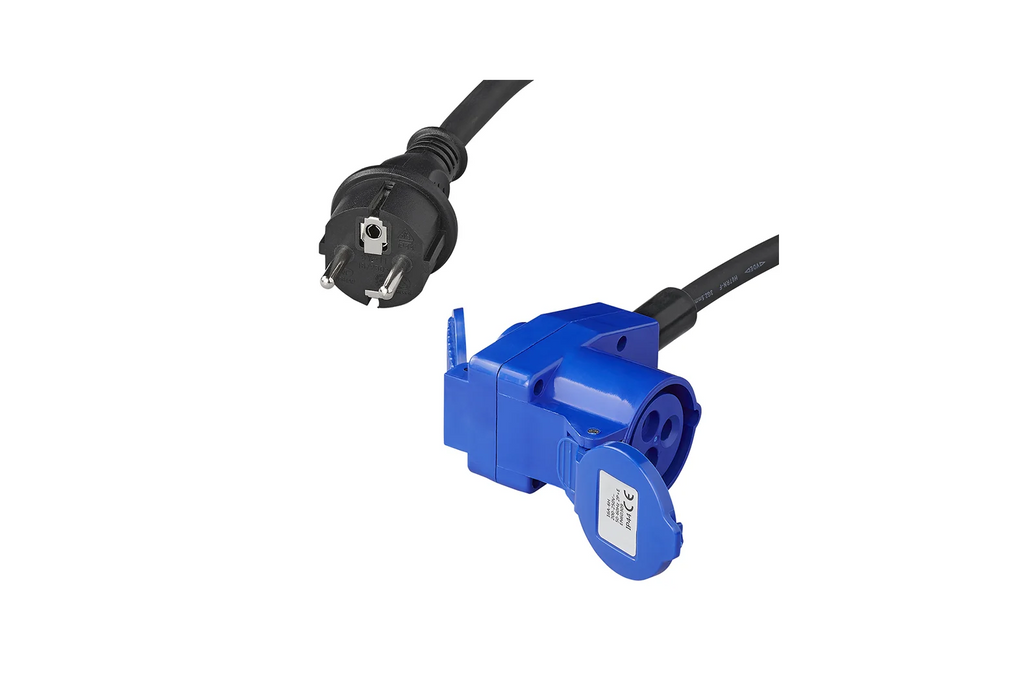 Adaptor cu mufă Schuko și conector unghiular CEE + priză Schuko 16A ProPlus 373528DE cablu 150cm