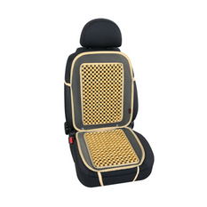 Pernă de șezut LAMPA Evoluzione din mărgele de lemn ivory, covoraș pentru scaun auto