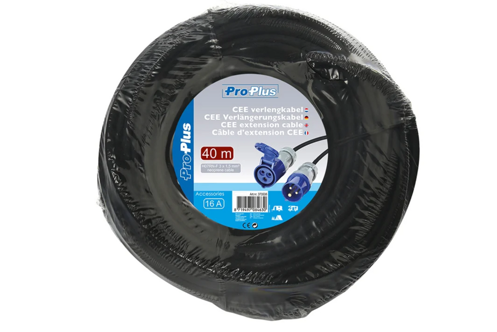 Prelungitor de camping ProPlus 373538, ștecher și priză CEE 16A, 40m