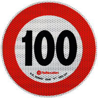 Autocolant reflectorizant LAMP indicator limită de viteză 100 km/h B-33
