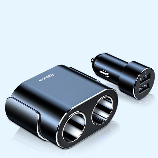 Încărcător auto BASEUS de înaltă eficiență 2x USB + 2x prize brichetă 80W