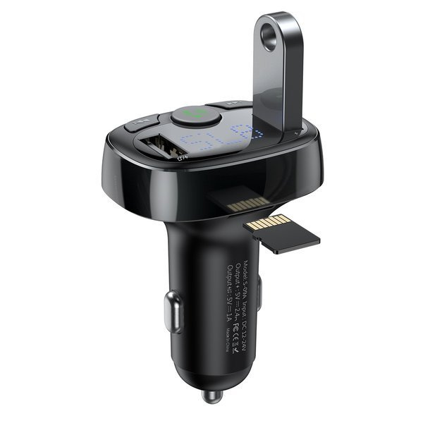 Transmițător FM BASEUS tip T, Bluetooth 4.2, MP3 + încărcător auto 2x USB 3.4A