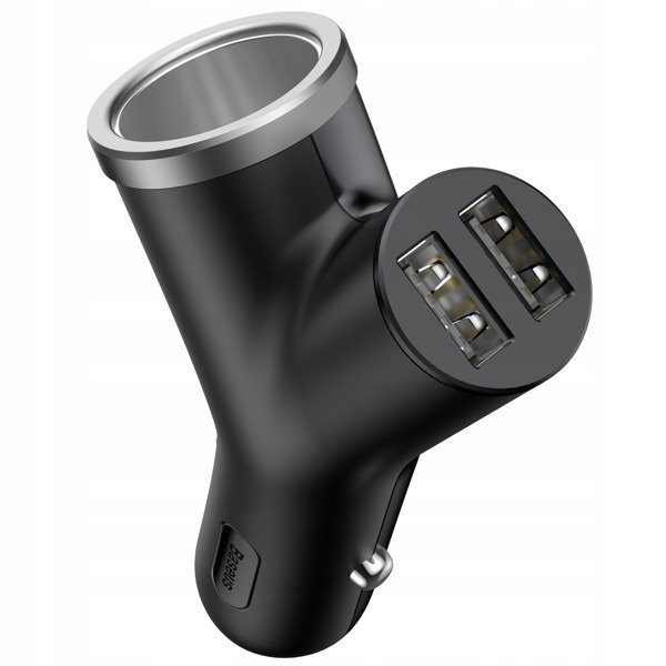 Încărcător auto BASEUS tip Y 2xUSB, priză brichetă 40W