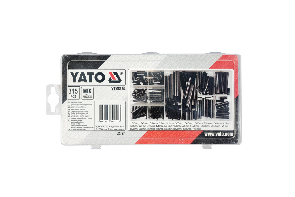 Set de știfturi cu arc YATO YT-06785, amestec de dimensiuni, 315 bucăți
