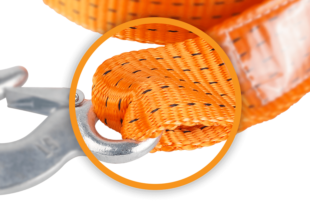 Frânghie de remorcare cu cârlige HERMON curea de remorcare 4,5m/50mm/5t portocalie