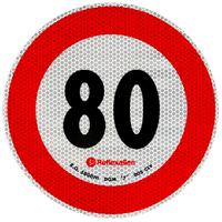 Autocolant reflectorizant LAMP indicator limită de viteză 80 km/h B-33