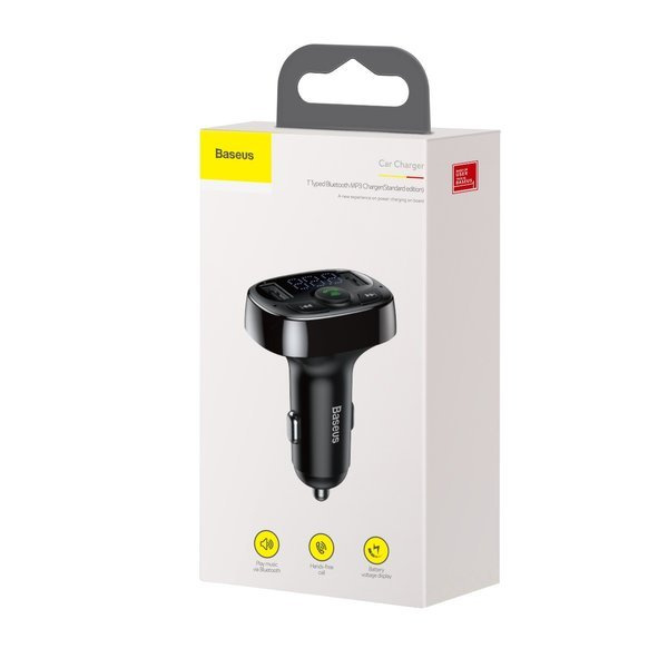 Transmițător FM BASEUS tip T, Bluetooth 4.2, MP3 + încărcător auto 2x USB 3.4A