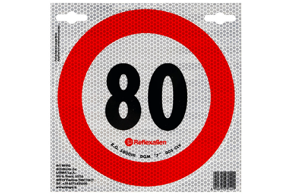 Autocolant reflectorizant LAMP indicator limită de viteză 80 km/h B-33