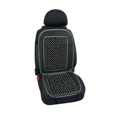 Pernă de scaun LAMPA Evoluzione gri cu mărgele de lemn, covoraș pentru scaun auto