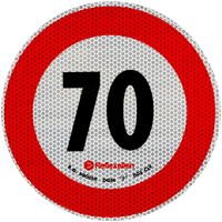 Autocolant reflectorizant LAMP indicator limită de viteză 70 km/h B-33