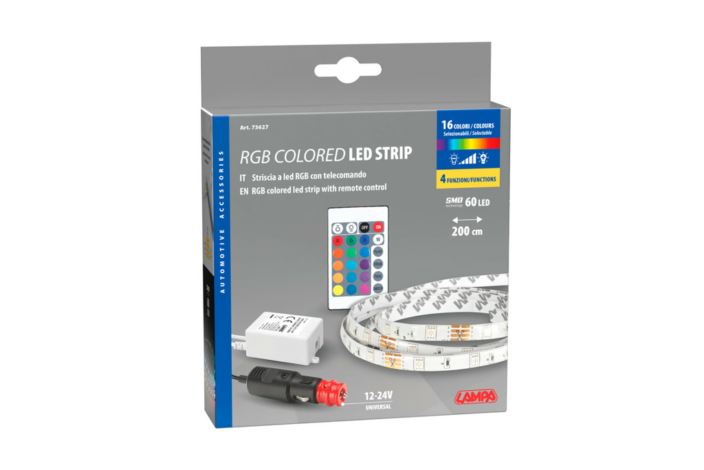 Bandă LED RGB cu bandă autoadezivă LAMPĂ 12/24V 200 cm