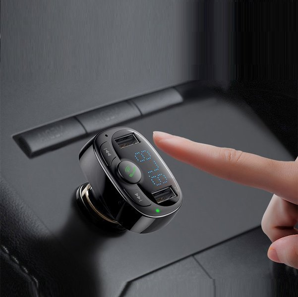 Transmițător FM BASEUS tip T, Bluetooth 4.2, MP3 + încărcător auto 2x USB 3.4A