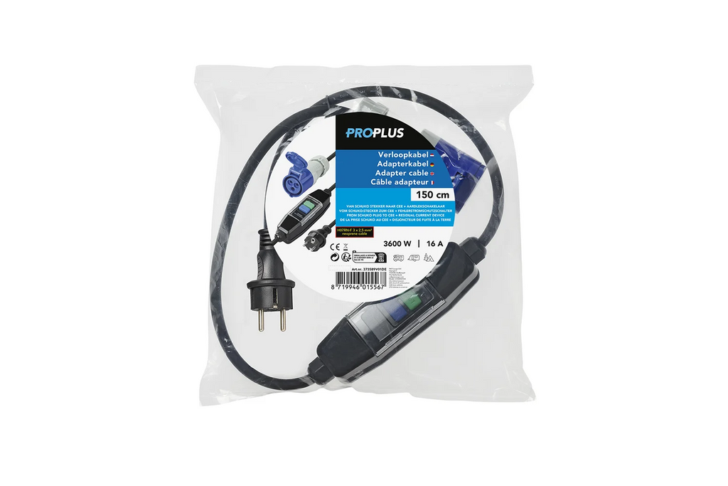 Cablu adaptor Schuko/CEE ProPlus 373589V01DE întrerupător diferențial 150 cm