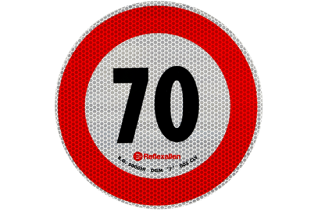 Autocolant reflectorizant LAMP indicator limită de viteză 70 km/h B-33