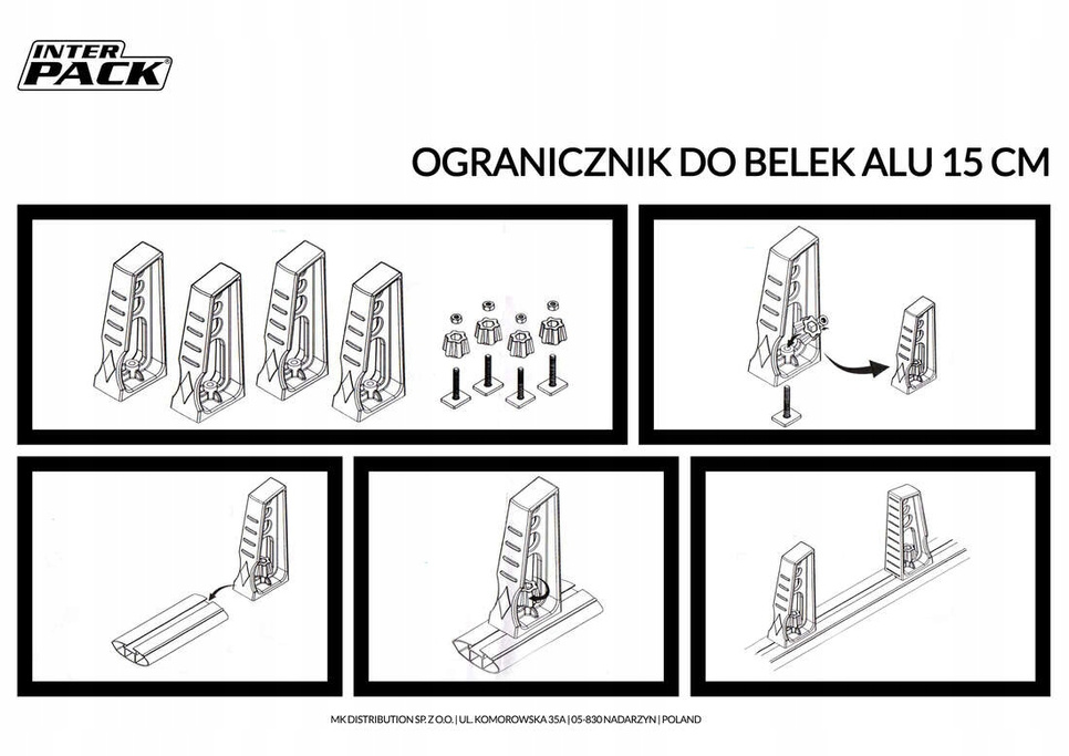 Limitator de sarcină pentru grinzi de aluminiu (înălțime - 15 cm)