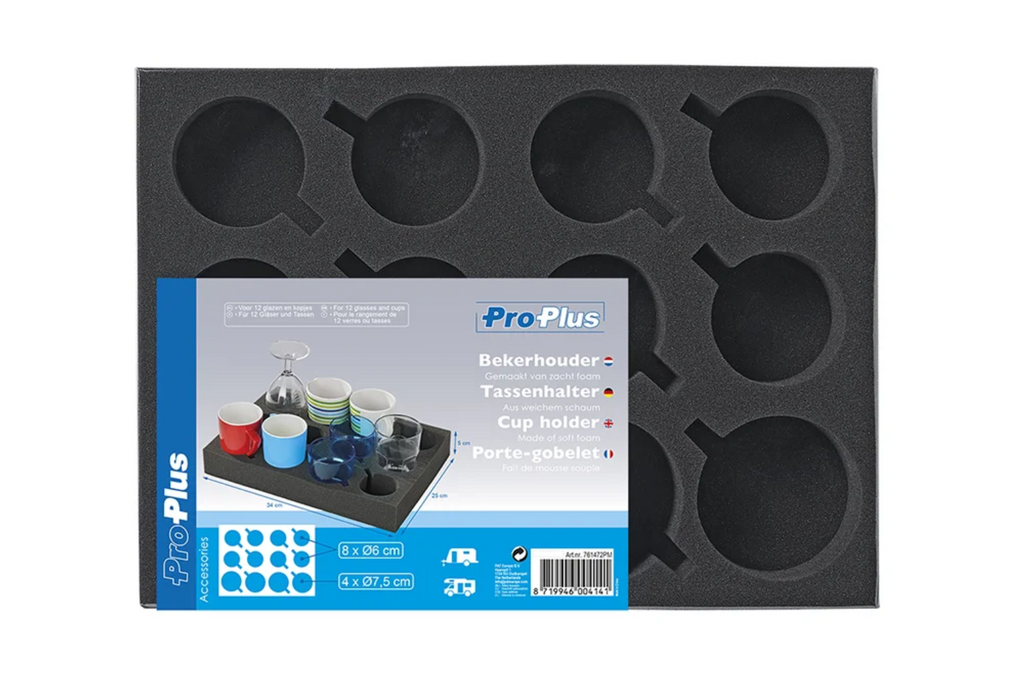 Suport pentru pahare și pahare ProPlus 761472PM Camper, spumă moale, capacitate 12 pahare