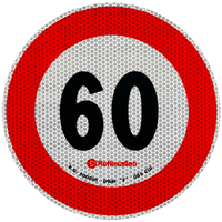 Autocolant reflectorizant LAMP indicator limită de viteză 60 km/h B-33