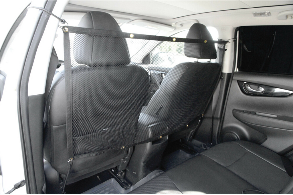 Barieră despărțitoare pentru câini LAMPA PET-2 din plasă, fixată pe scaunele din față, 115x65cm