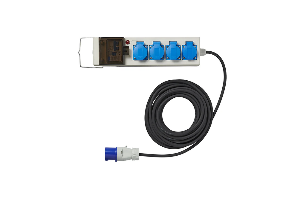 Prelungitor de camping CEE cu splitter ProPlus 373583DE, cablu de 10 m, 3 prize Schuko, 2 USB