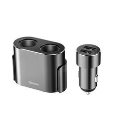 Încărcător auto BASEUS de înaltă eficiență 2x USB + 2x prize brichetă 80W