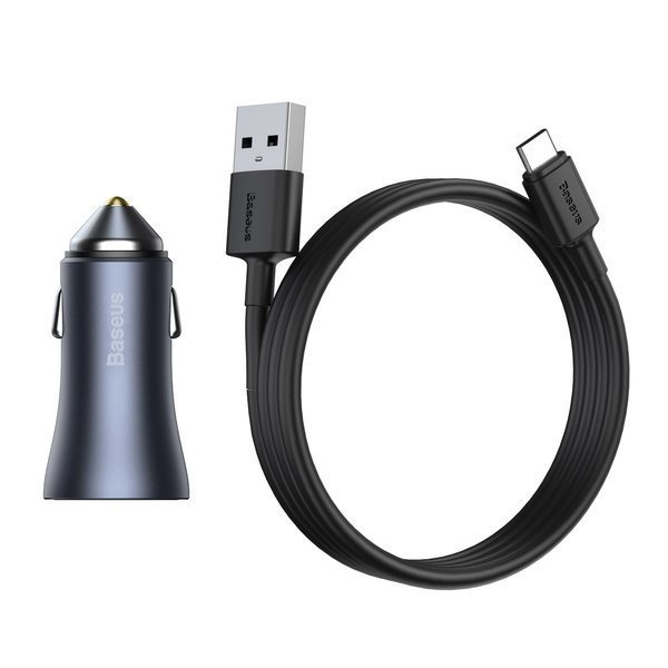 Set încărcător auto BASEUS Golden Pro 2xUSB 40W + cablu USB