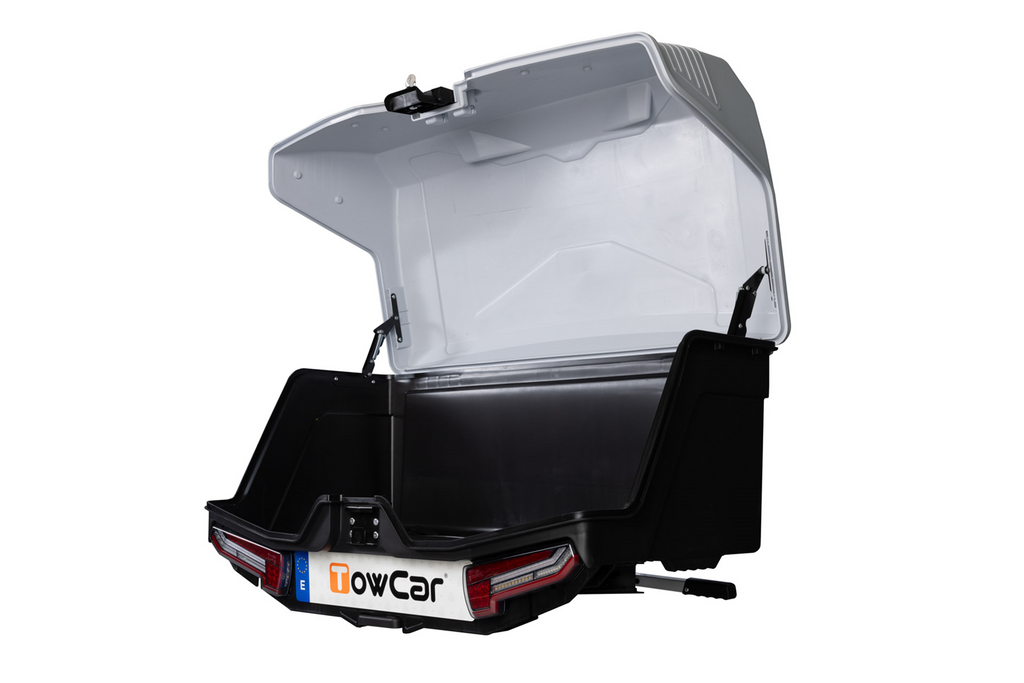 Cutie de remorcare Alpha gri clasic - cutie de bagaje montată pe bara de remorcare