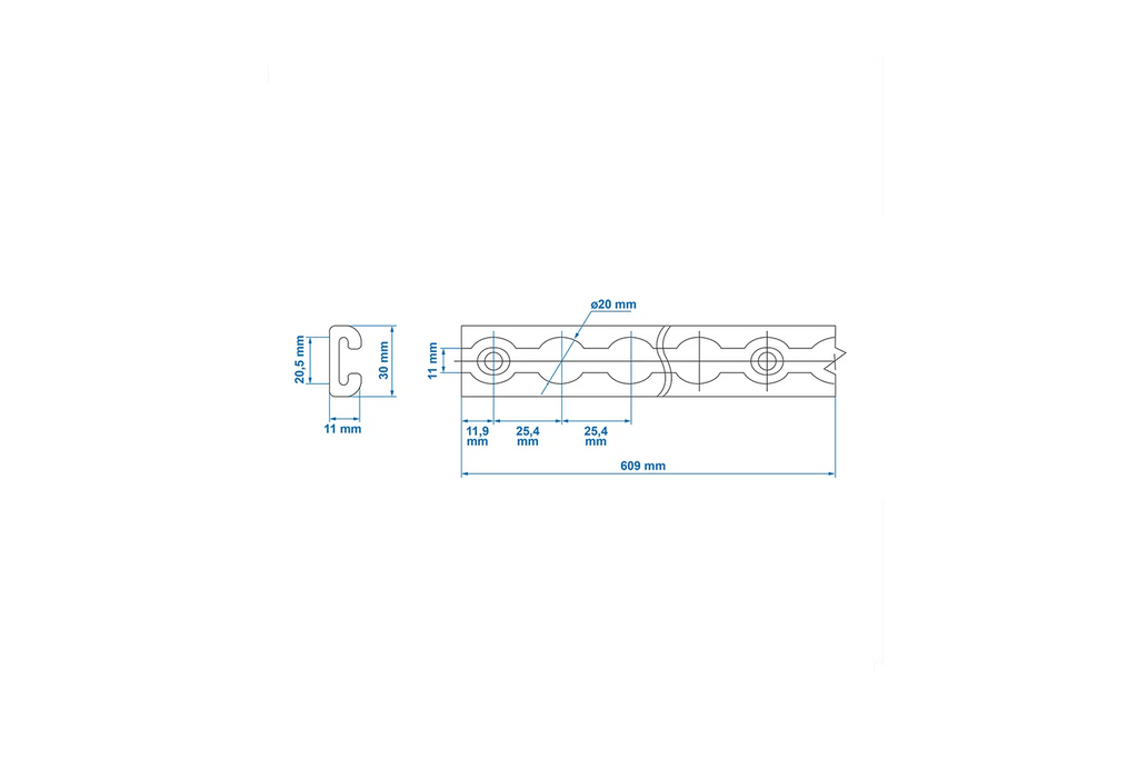 Șină cargo ProPlus 342174 pentru companii aeriene, șină cargo din aluminiu, 60 cm