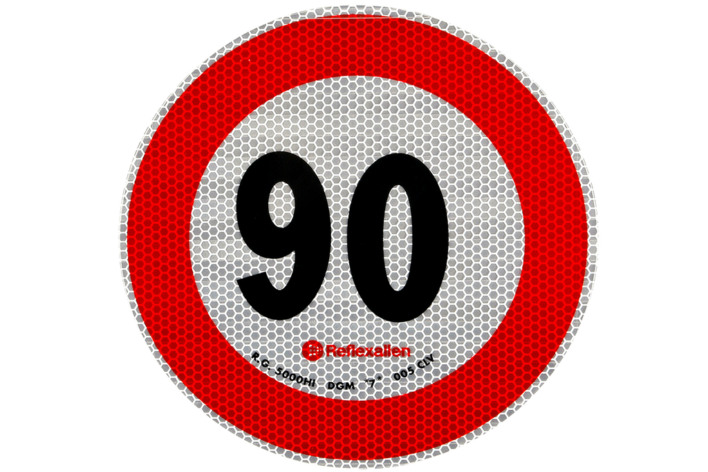 Autocolant reflectorizant LAMP indicator limită de viteză 90 km/h B-33