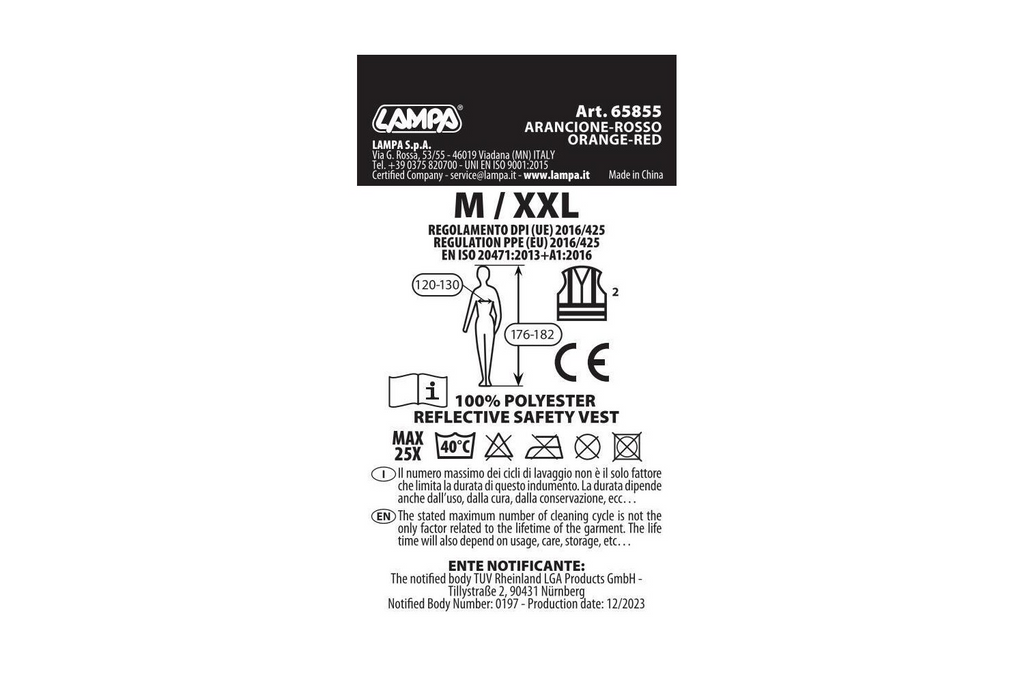 Vestă reflectorizantă LAMPA, universală, mărimi M-XXL