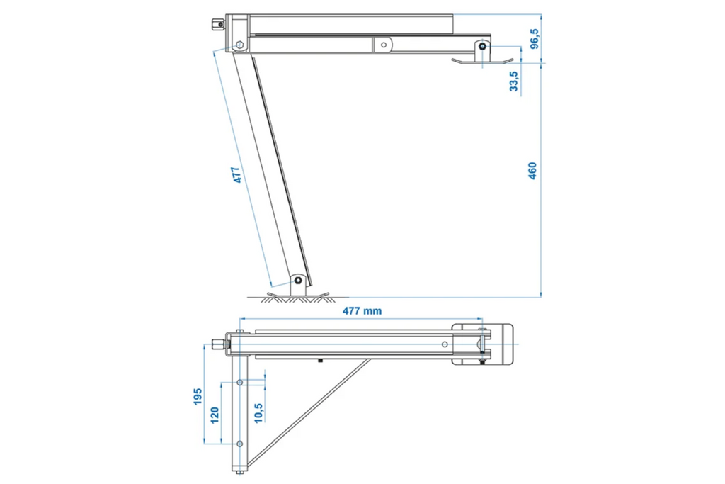 Suport de colț extensibil ProPlus 361510, partea dreaptă față/stânga spate a remorcii, 600 kg, 460 mm