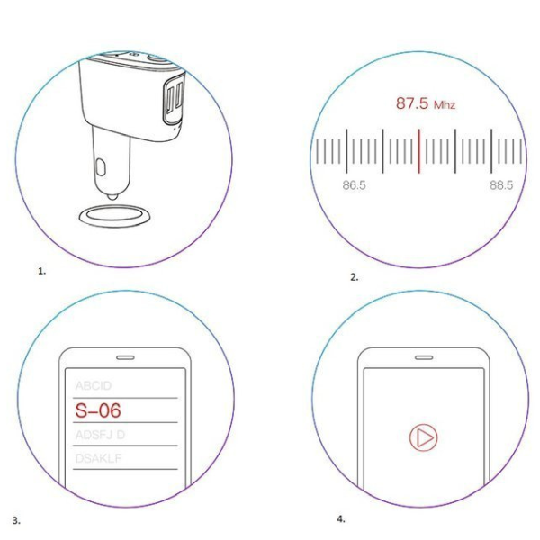 Transmițător FM BASEUS tip T, Bluetooth 4.2, MP3 + încărcător auto 2x USB 3.4A
