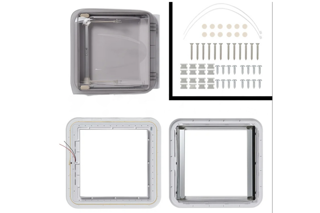 ProPlus 610905V01 gura de aerisire pentru fereastră de plafon pentru rulote cu iluminare LED 400x400mm