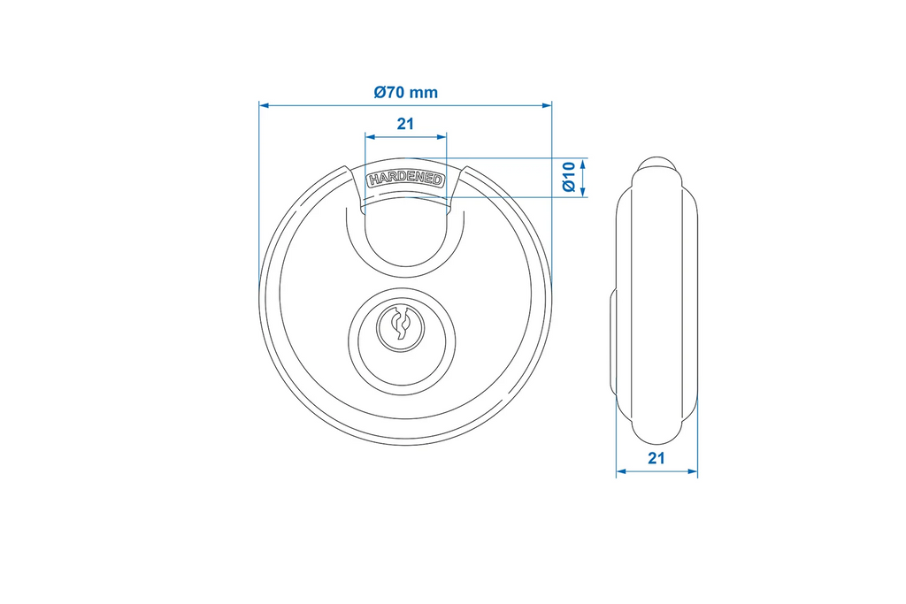 Set de două lacăte rotunde ProPlus 341319S, cu disc, 70 mm