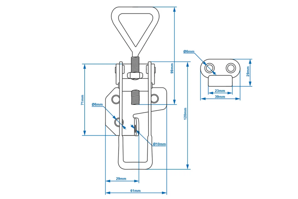Cârlig lateral cu clemă ProPlus 342114 închidere laterală completă pentru remorcă 160-180 mm