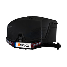 Cutie de remorcare Camper Alpha cu LED negru (scurt) - cutie de bagaje montată pe bara de remorcare