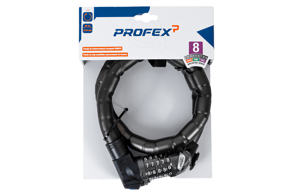 Lacăt de bicicletă ranforsat cu cod PROFEX 81601, lungime 90 cm