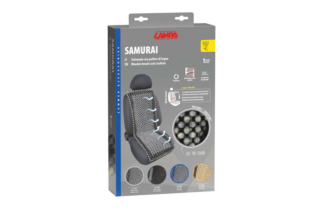 Pernă de șezut cu mărgele de lemn LAMP Samurai antracit/gri, covoraș auto