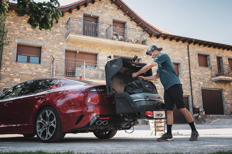 Cutie de remorcare EVO gri clasic - cutie de bagaje montată pe bara de remorcare