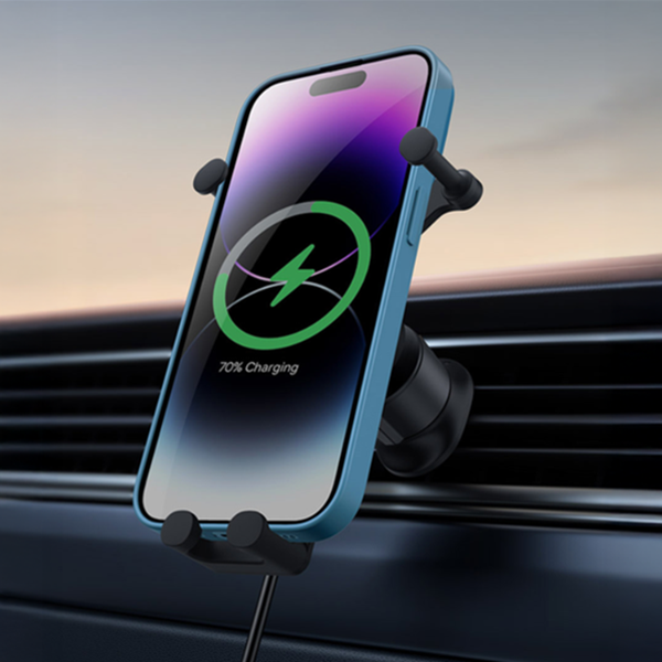 Suport auto BASEUS Stable Gravitional cu încărcare wireless Qi de 15W pentru orificiul de ventilație