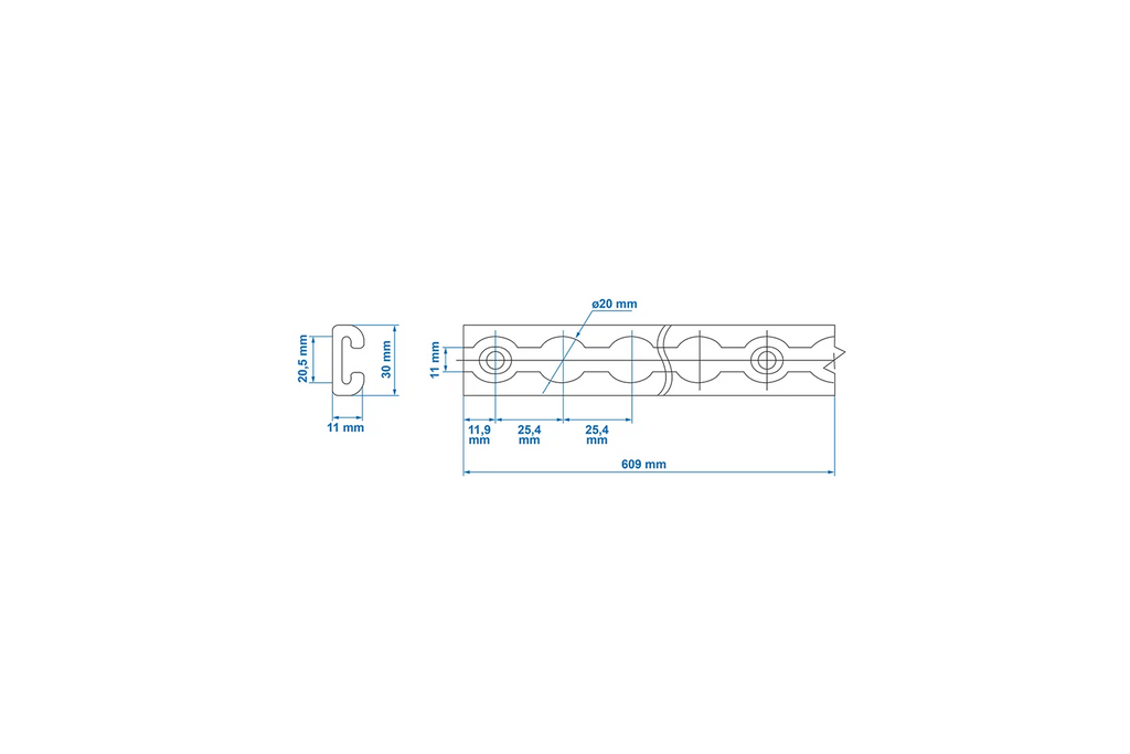 Șină cargo ProPlus 342172 pentru companii aeriene, șină cargo din aluminiu, 30 cm