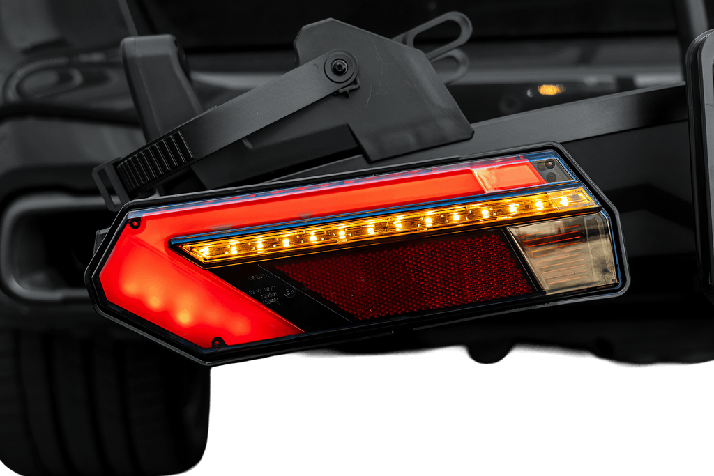 Inter Pack Velox 2 LED - suport de biciclete pliabil pentru cârligul de remorcare pentru 2 biciclete cu lumini LED (negru)