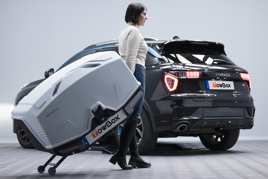 Cutie de remorcare Alpha gri clasic - cutie de bagaje montată pe bara de remorcare