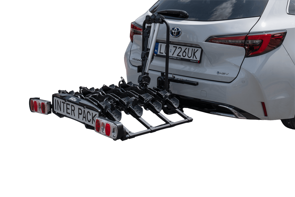 Inter Pack Quattro Fold - suport pentru biciclete montat pe bara de remorcare pentru 4 biciclete