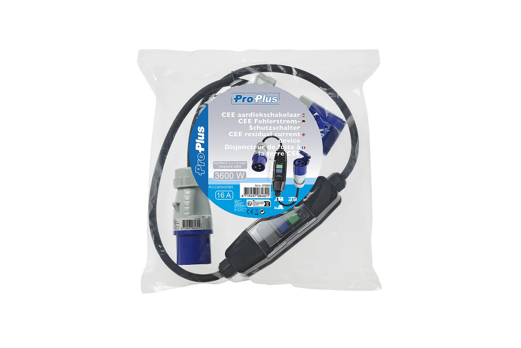 Cablu adaptor ProPlus 373589 CEE cu întrerupător diferențial 120 cm