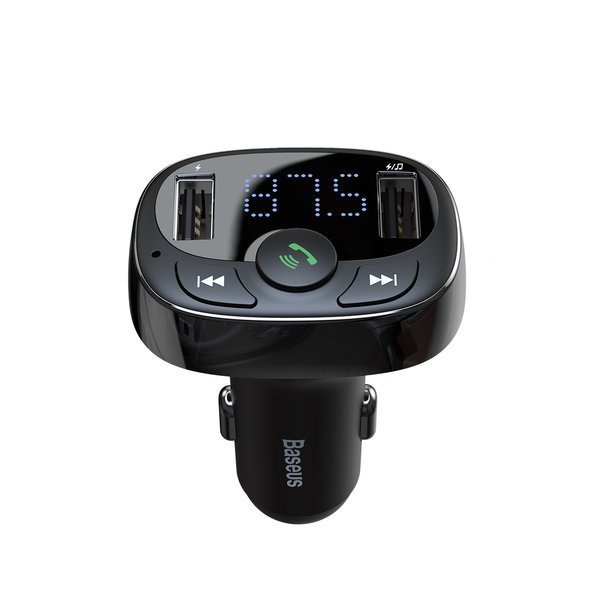 Transmițător FM BASEUS tip T, Bluetooth 4.2, MP3 + încărcător auto 2x USB 3.4A