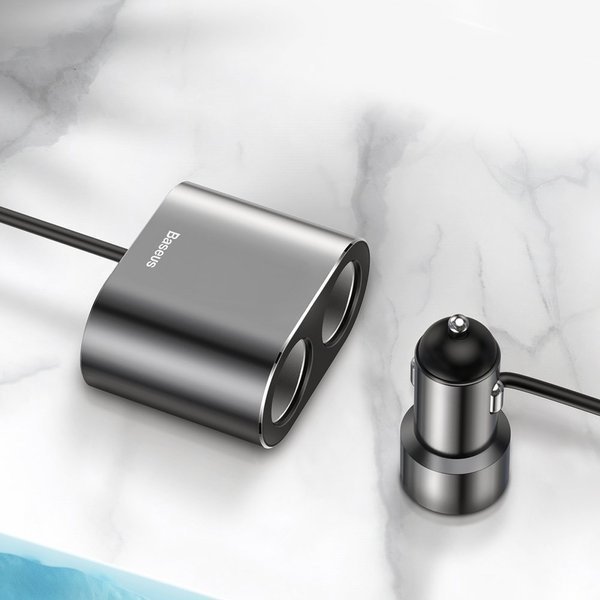 Încărcător auto BASEUS de înaltă eficiență 2x USB + 2x prize brichetă 80W