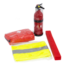 Trusă auto HERMON: trusă de prim ajutor, stingător, triunghi, vestă