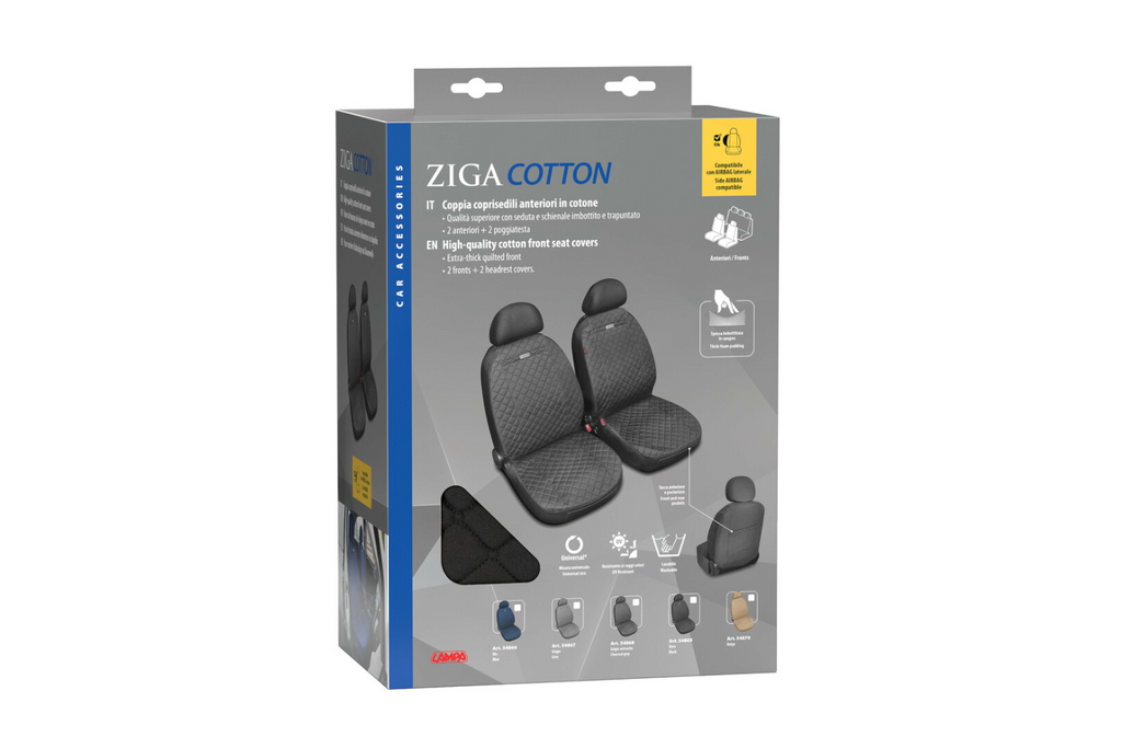 Huse auto LAMPA Ziga, negre, pentru scaunele din față